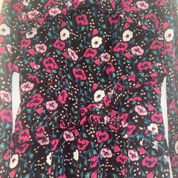 Nastygal Romper Dark Floral Spring Cottagecore Sz Xs Festival Boho Peasant Ruffl - Picture 5 of 9
